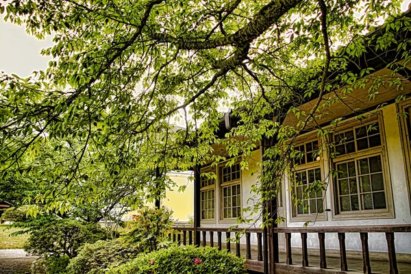 Casa Antigua Estilo Japonés Paisaje Antigua Arquitectura Japonesa Jardín Una — Foto de Stock