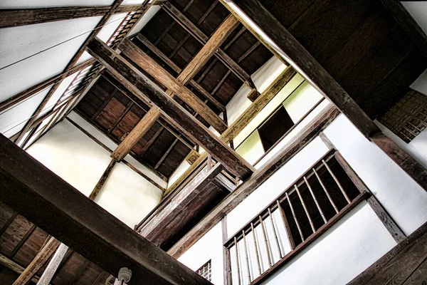 Estructura Del Ático Casa Madera Tradicional Japonesa Una Antigua Casa — Foto de Stock