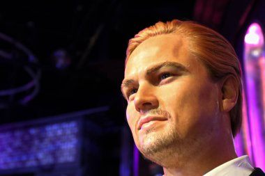 LAS VEGAS, NV / USA - Kasım 05, 2011: Las Vegas Nevada 'daki Madame Tussauds balmumu müzesinde Leonardo DiCaprio' nun bir balmumu çalışması sergilendi.
