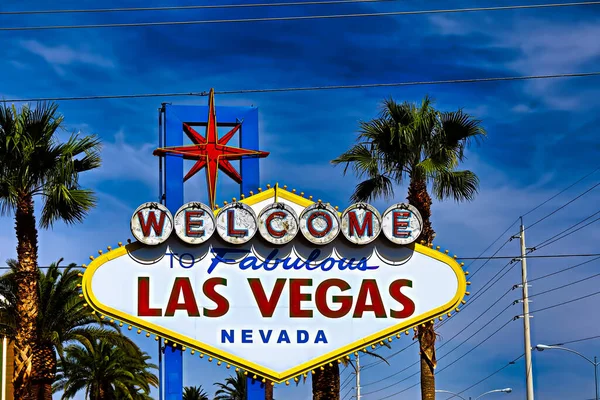 Welcome Fabulous Las Vegas Sign Bright Sunny Day Welcome Never — Stock Photo, Image