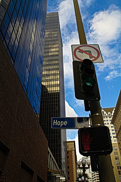 street sign Hope street downtown Los Angeles