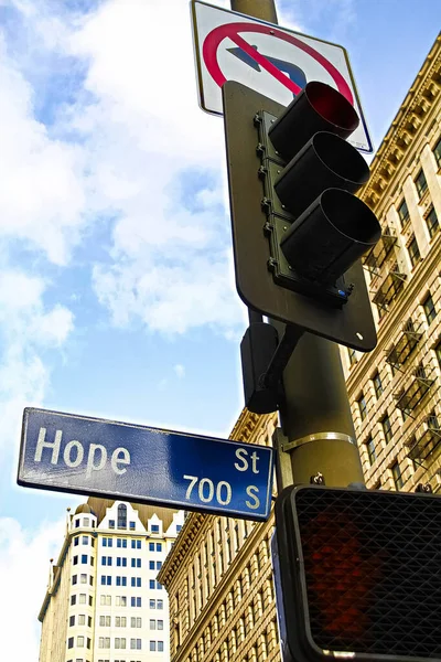 street sign Hope street downtown Los Angeles