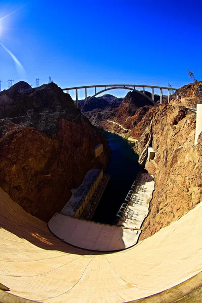 Vista Aérea Barragem Hoover Infra Estrutura Barragem Capaz Produzir Mais — Fotografia de Stock