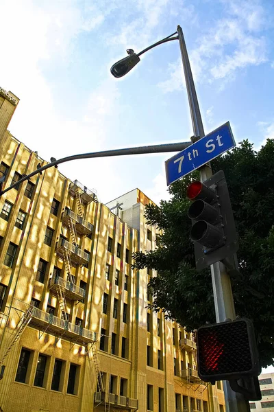 Sedmá Ulice Křižovatce Centru Los Angeles — Stock fotografie