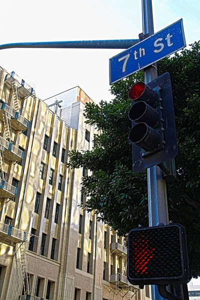 Sedmá Ulice Křižovatce Centru Los Angeles — Stock fotografie