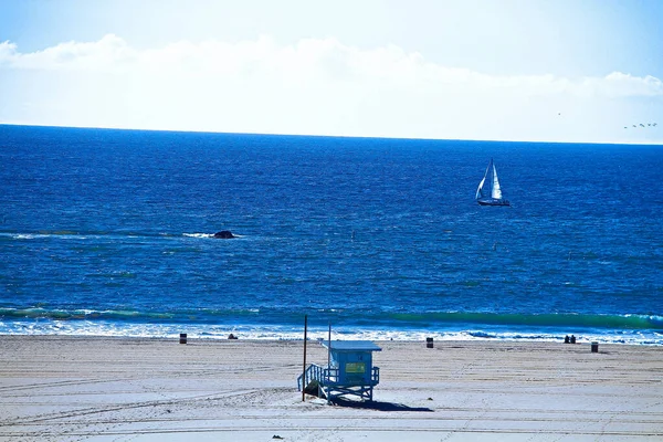 Life Saving Shed Faces Out Sea Santa Monica Beach — Stock Photo, Image