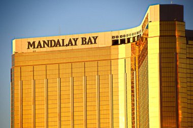 LAS VEGAS - OCT 07 ,2017 : Mandalay Bay after the shoot incident on the Las Vegas Strip.Movement to regulate the gun