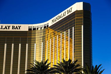 LAS VEGAS - OCT 07 ,2017 : Mandalay Bay after the shoot incident on the Las Vegas Strip.Movement to regulate the gun