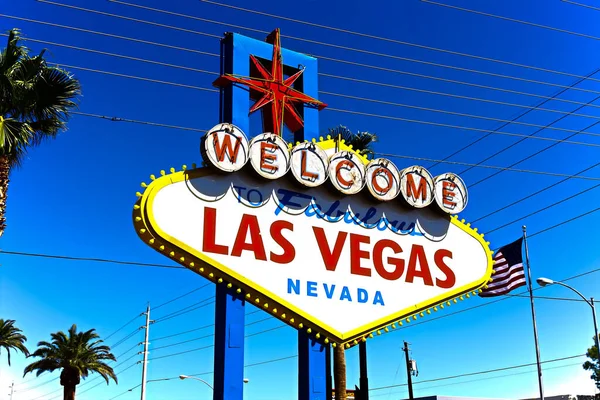 Welcome Fabulous Las Vegas Sign Bright Sunny Day Las Vegas — Stock Photo, Image