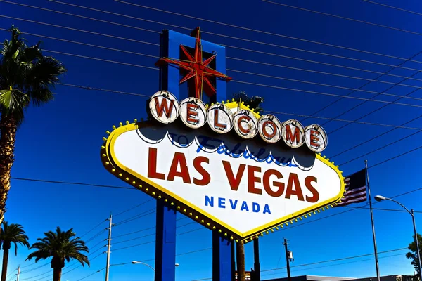 Welcome Fabulous Las Vegas Teken Heldere Zonnige Dag Las Vegas — Stockfoto