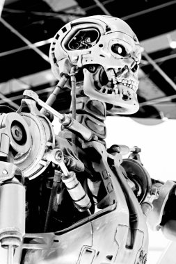 OSAKA, JAPONYA - 13 Nisan 2019: Terminatör 3D 'deki T-800 Uç iskeletinin fotoğrafı