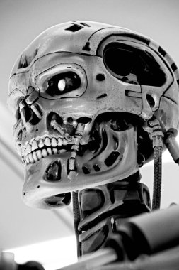 OSAKA, JAPONYA - 13 Nisan 2019: Terminatör 3D 'deki T-800 Uç iskeletinin fotoğrafı