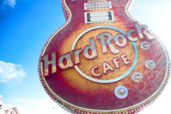 Las Vegas Usa 2016 Ikonické Znamení Restaurace Hard Rock Cafe — Stock fotografie