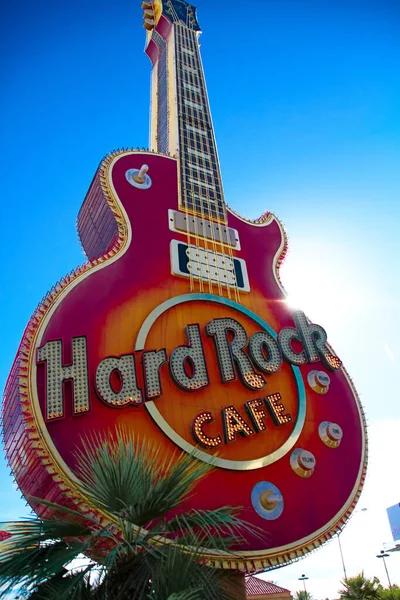 Las Vegas Usa Października 2016 Ikoniczny Znak Restauracji Hard Rock — Zdjęcie stockowe