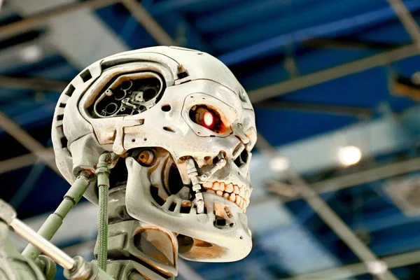 OSAKA, JAPONYA - 13 Nisan 2019: Terminatör 3D 'deki T-800 Uç iskeletinin fotoğrafı
