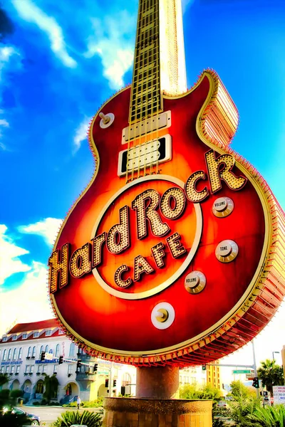 Las Vegas Usa 2016 Ikonické Znamení Restaurace Hard Rock Cafe — Stock fotografie