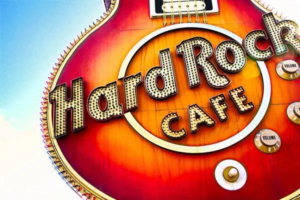 Las Vegas Usa 2016 Ikonické Znamení Restaurace Hard Rock Cafe — Stock fotografie