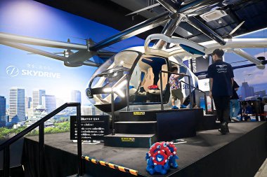 OSAKA, JAPAN - AUGUST 22, 2025 : Editorial photo of pavilions and exhibits showcasing future visions at the 2025 Osaka, Kansai Expo. 