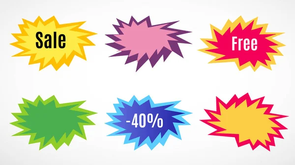 Set Paper Style Abstract Backgrounds Bang Explosion Bubbles Isolated White — Stock Vector