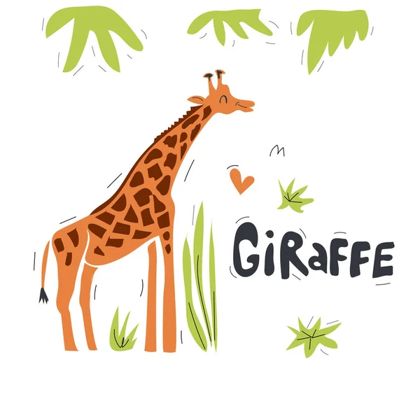 Girafa Vetor Ilustração Coração Inteligente — Vetor de Stock