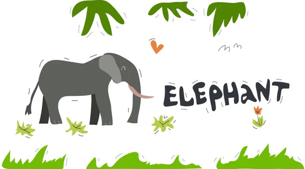 Elefante Vettore Illustrazione Cuore — Vettoriale Stock