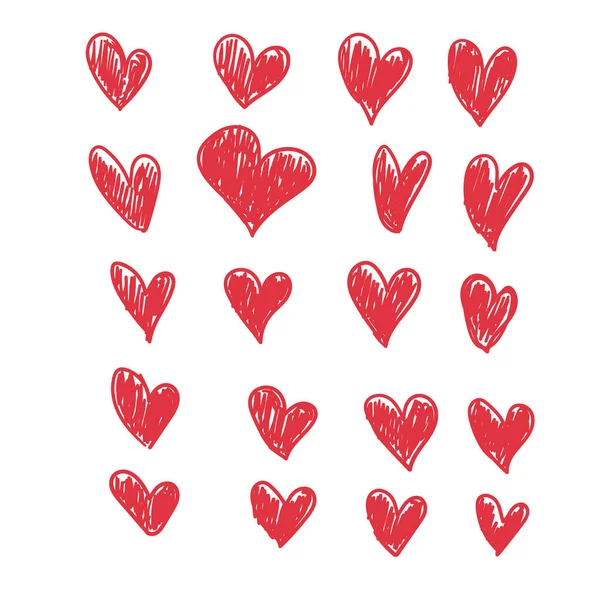 Doodle Hartjes Met Hand Getrokken Liefde Hart Collectie — Stockvector