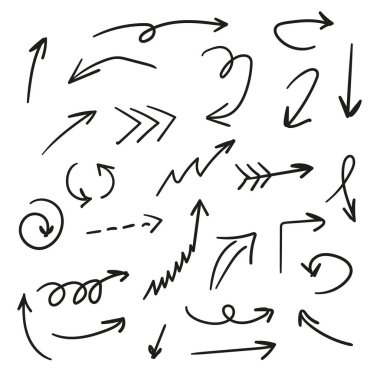 Ok vektör çizimi siyah el çizimi