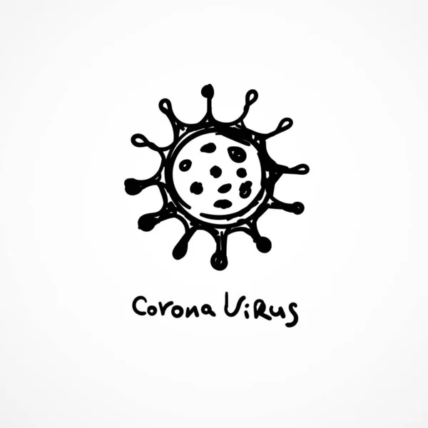 Coronavirus Bacteria Cell Icon 2019 Ncov Hand Drawn Novel Coronavirus — Vector de stock