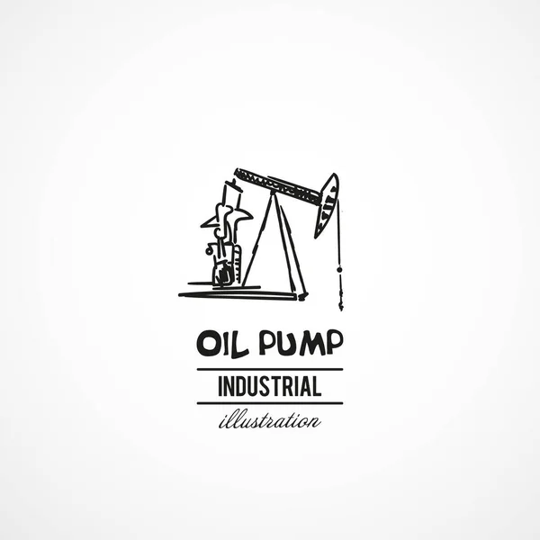Handgezogene Ölpumpe Industrieanlagen Vektorillustration Skizze — Stockvektor