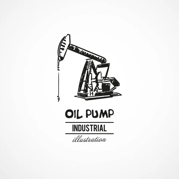 Handgezogene Ölpumpe Industrieanlagen Vektorillustration Skizze — Stockvektor