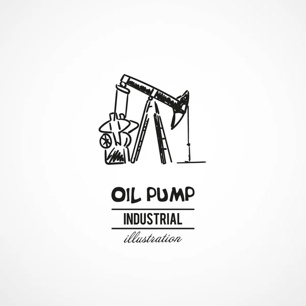 Handgezogene Ölpumpe Industrieanlagen Vektorillustration Skizze — Stockvektor