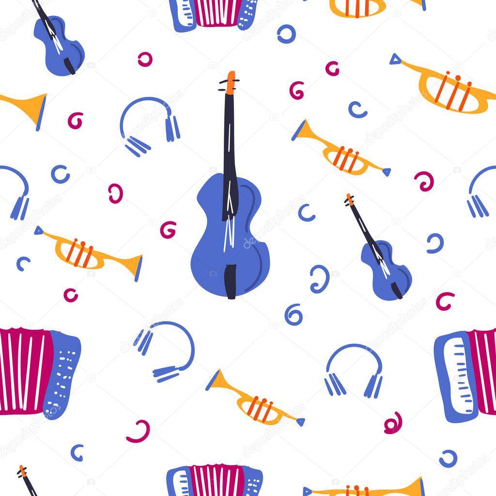 Music seamless pattern vector illustration