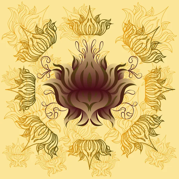 Pattern with flower on yellow background