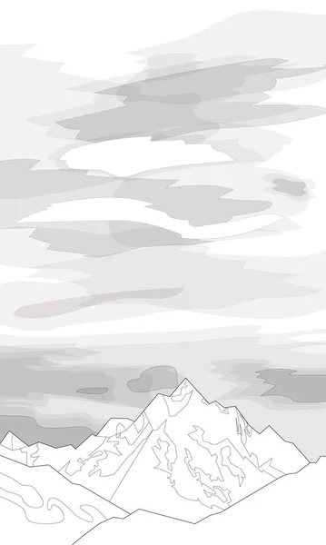 Colorarea Munților Împotriva Norilor — Vector de stoc