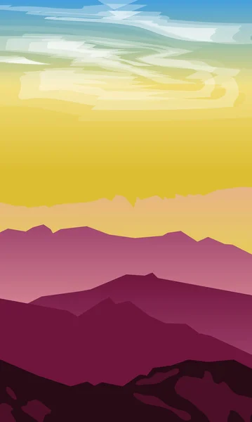 Silhouette Montagnes Contre Soleil Couchant — Image vectorielle