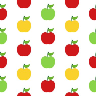 Beyaz arkaplanda farklı elma deseni