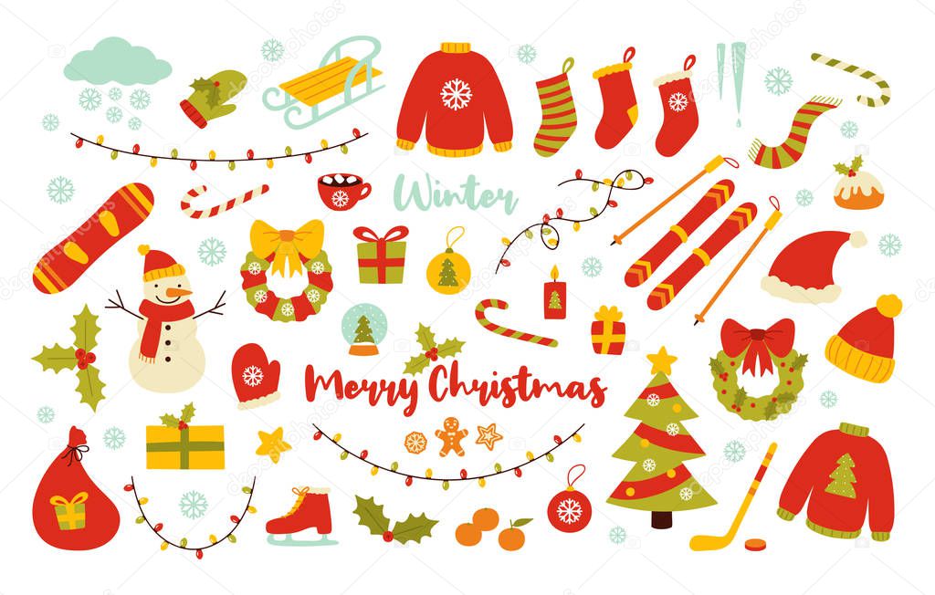 Winter and Christmas vector illustrations