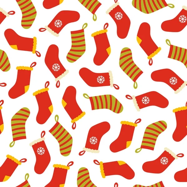 Christmas stocking pattern on white background — Stock Vector