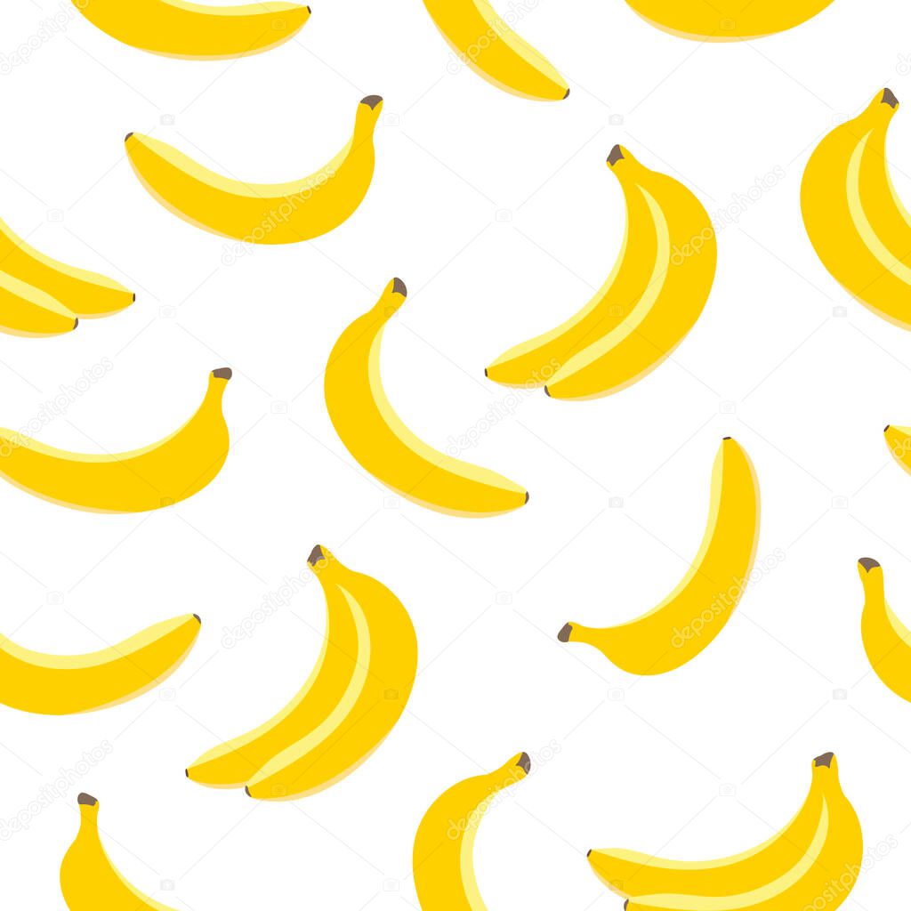 Banana pattern on white background. Great for wallpaper, web background, wrapping paper, fabric, packaging, greeting cards, invitations and more.