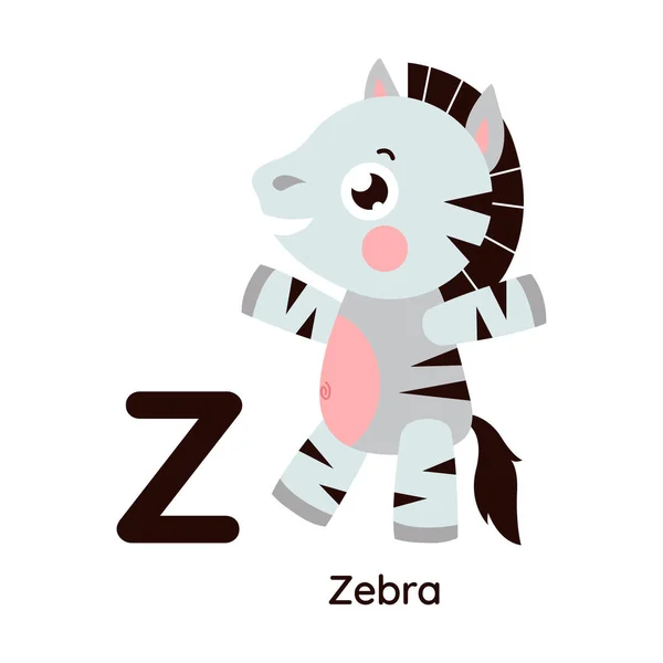 Schattig Dierenalfabet Brief Zebra Illustratie Reeks — Stockvector