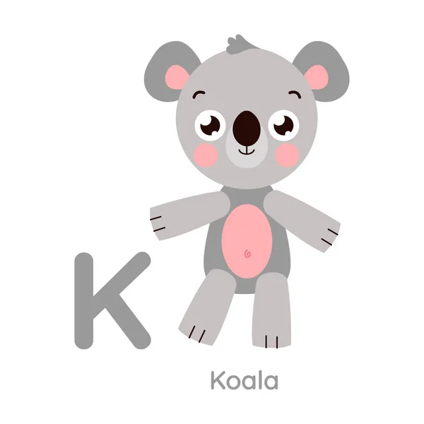 Słodki Alfabet Zwierzęcy List Koala Ilustracja Seria — Wektor stockowy