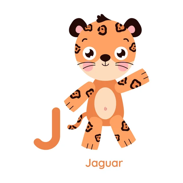 Милый Животный Алфавит Иллюстрация Letter Jaguar Серия — стоковый вектор
