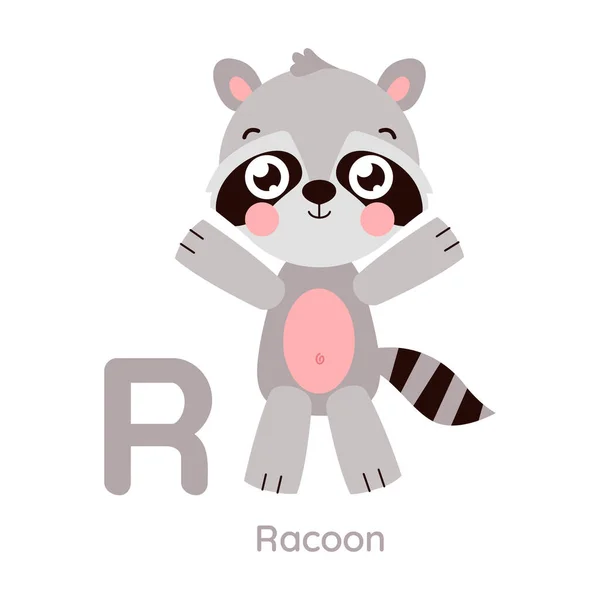 Cute Animal Alphabet Letter Character Illustration Series — Stock Vector
