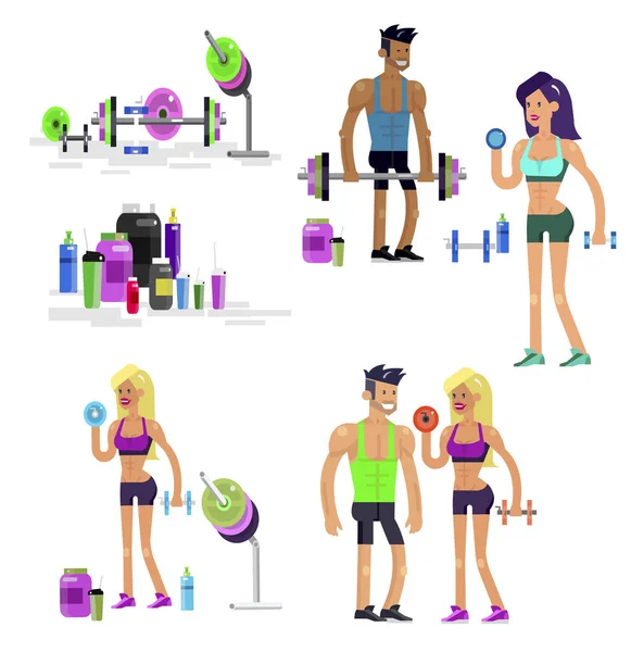 Concept de conception de gymnase Concept de conception de gymnase fitness — Image vectorielle