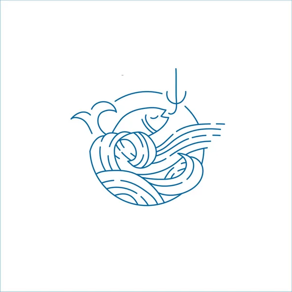 Ikon vektor dan logo untuk laut atau ikan, makanan asia dan makanan laut - Stok Vektor