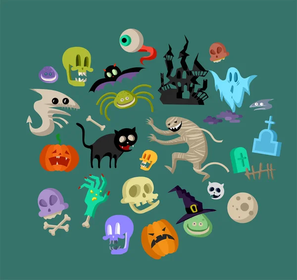 Icono vectorial y decoración de elementos para feliz Helloween — Archivo Imágenes Vectoriales