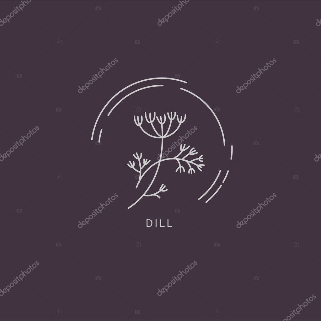 Vector icon and logo for spices and herbs. Editable outline stroke size. Line flat contour, thin and linear design. Simple icons. Concept illustration. Sign, symbol, element.
