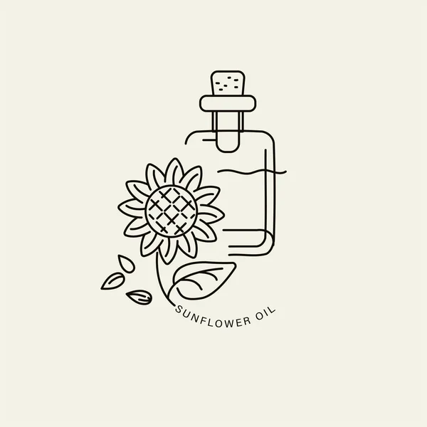 Vector icon and logo for natural cosmetics oil care dry skin — Stock Vector
