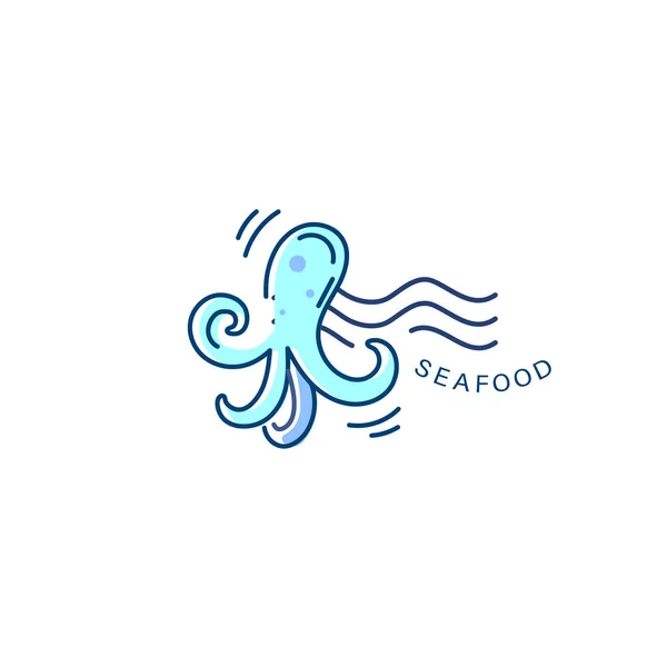 Vector icon and logo for seafood restaurant or cafe — Stock Vector