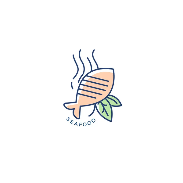 Icona vettoriale e logo per ristorante o caffè di pesce — Vettoriale Stock